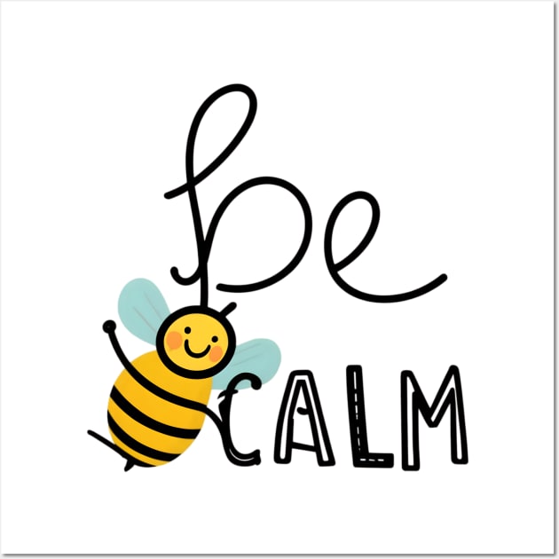 Bee calm - flying Bee with a smiley face Wall Art by Tee.gram